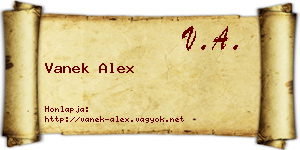 Vanek Alex névjegykártya